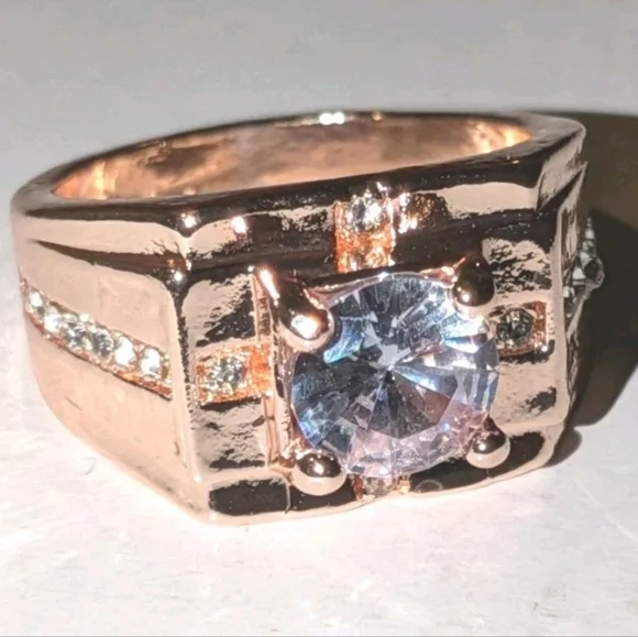 3CT Round Cut Lab Created Diamond Men's Ring 14K Rose Gold Plated